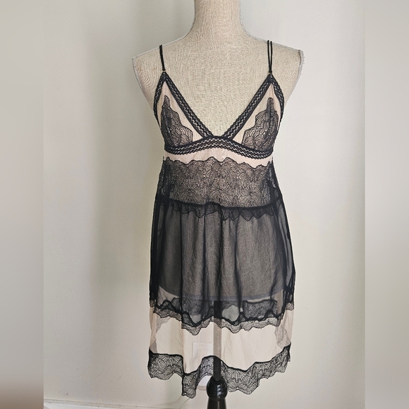 Victoria's Secret Other - Victoria's Secret Black Lace Chemise with Sheer Mesh